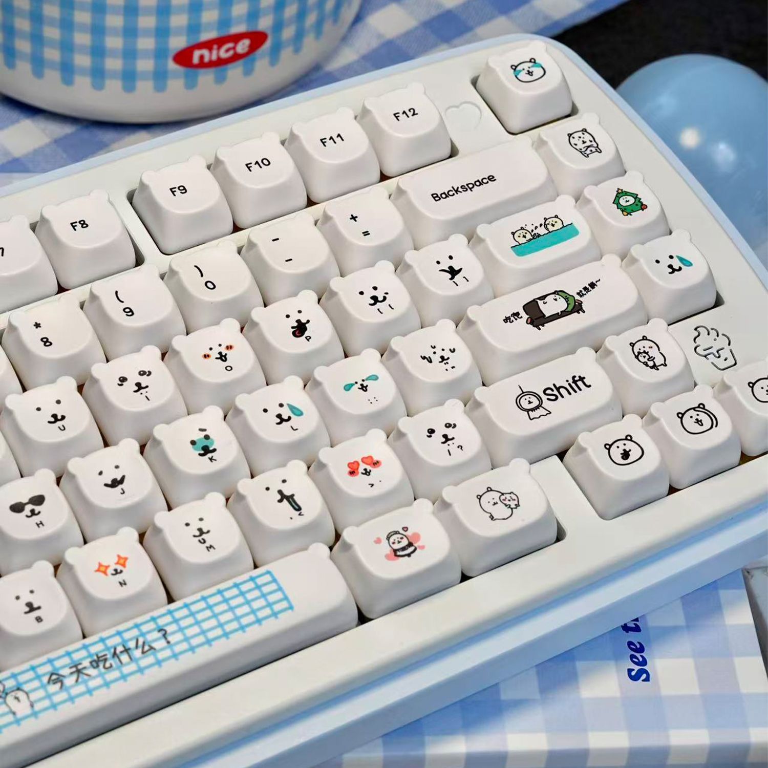 Gaming Accessories Kawaii - 귀여운 만화 캐릭터 곰 PBT 키캡