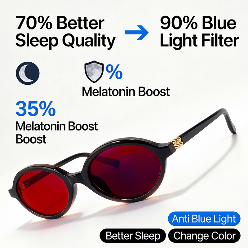 Gaming Glasses Tinted - 블루라이트 차단 타원형 안경 여성 남성