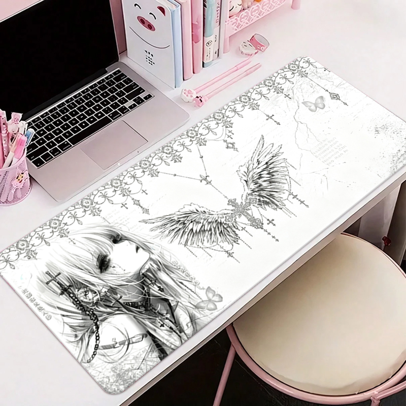 Gaming Accessories For Pc - 가죽 마우스 패드 블랙 화이트 애니메이션