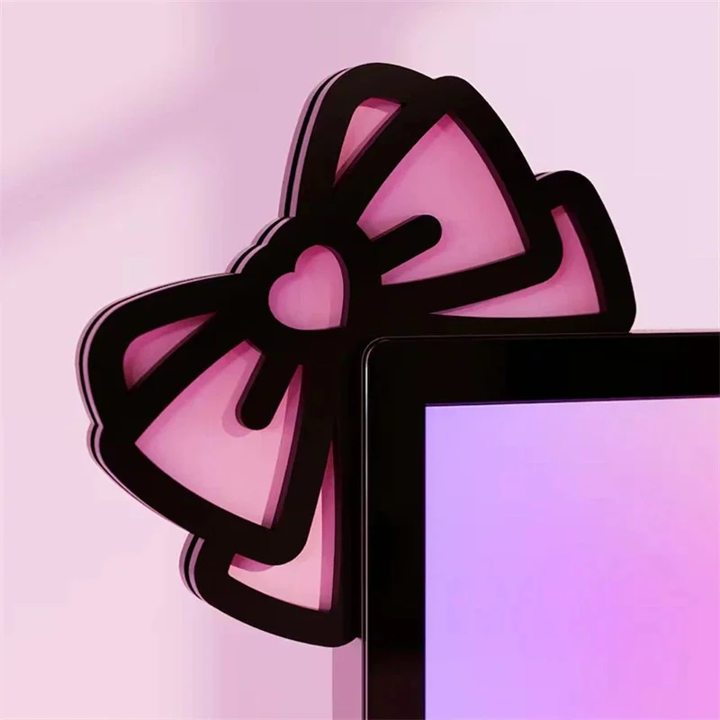 귀여운 핑크 아크릴 리본 모니터 장식 리본 매듭 PC  - Gaming Home Accessories 리뷰 및 가격