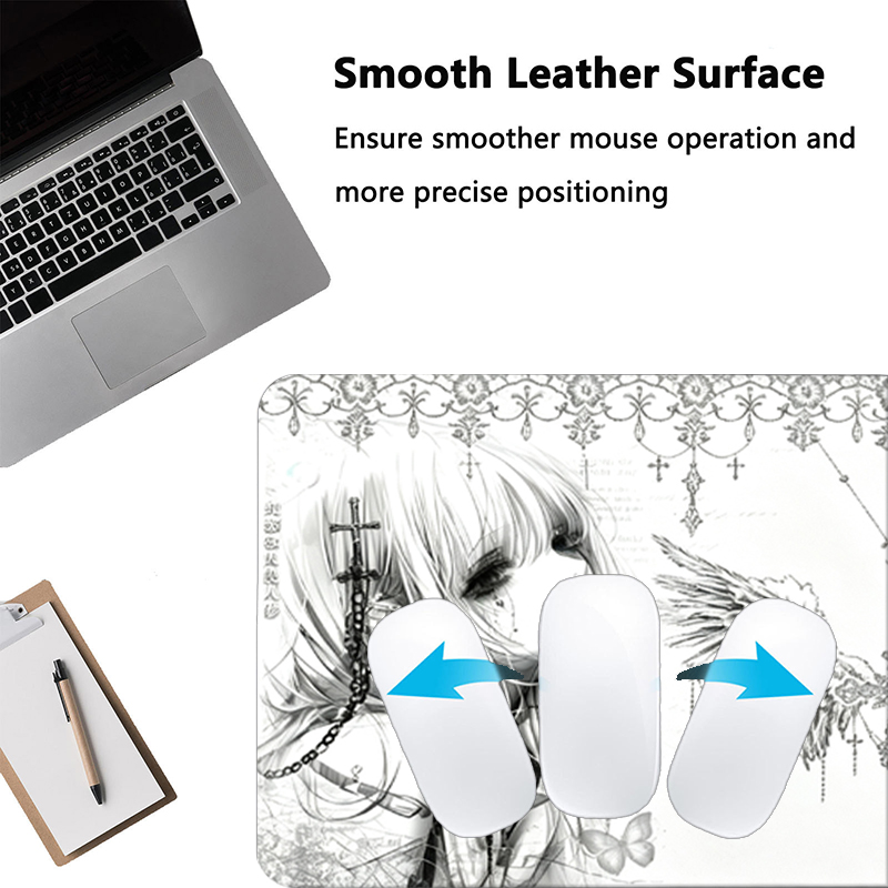 가죽 마우스 패드 블랙 화이트 애니메이션 미학 천사 소 - Gaming Accessories For Pc 리뷰 및 가격